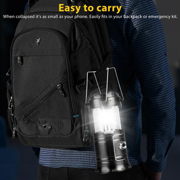 Collapsible Portable LED Camping Lantern Waterproof Solar USB Rechargeable LED Flashlight Survival Kits for Indoor Outdoor Home Emergency Light