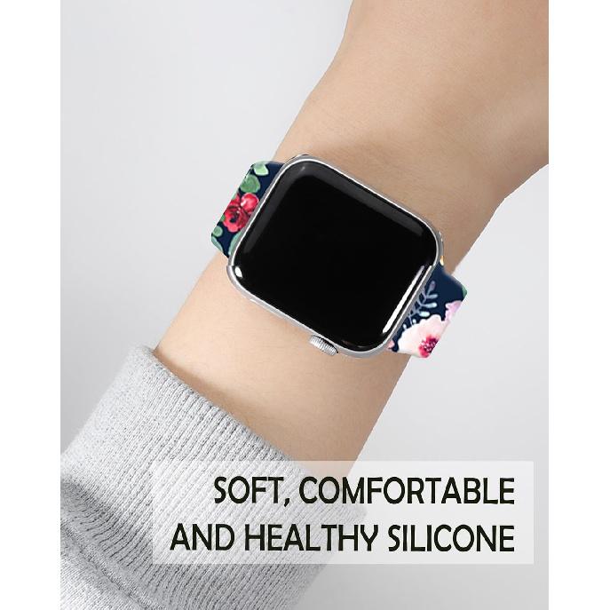 Sport Watch Bands Compatible with Apple Watch Band 38mm 40mm 41mm for Women Men, Adjustable Soft Silicone Replacement Smartwatch Wristband for iWatch