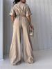 Women's Fashion Jumpsuit: New Loose-Fit, Waist-Slimming Wide-Leg Pants with Lapel Workwear Design.