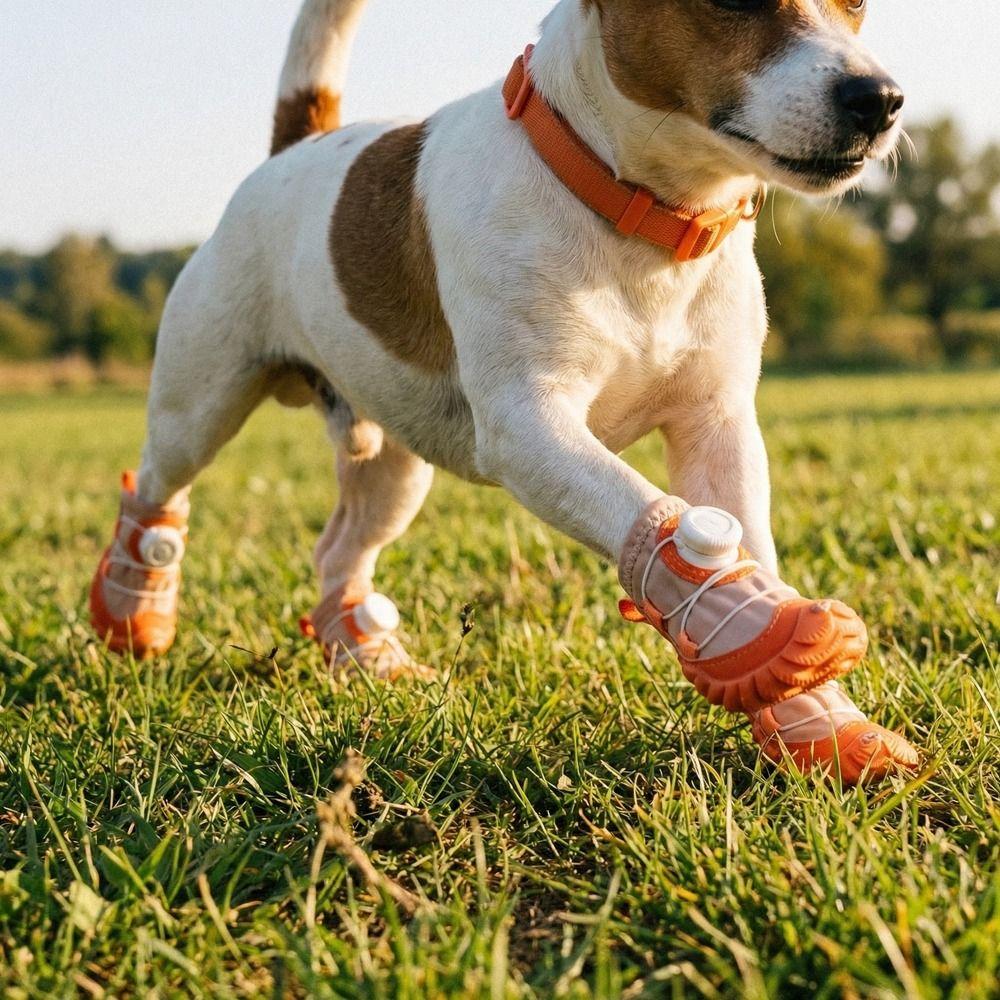 4PCS Anti-Slip Pet Mesh Boots Adjustable Pet Paw Protector Wear-resistant Dog Sneakers Rainy Days