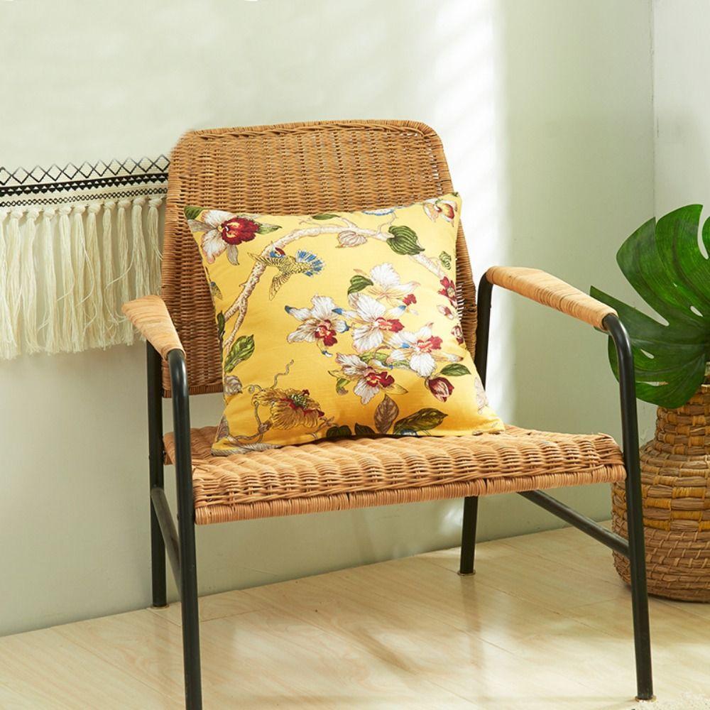 Removable INS Style Flower Printing Pillowcase Classic Bird Throw Pillowcover 45CM Cotton Cushion Cover Sofa/Bed
