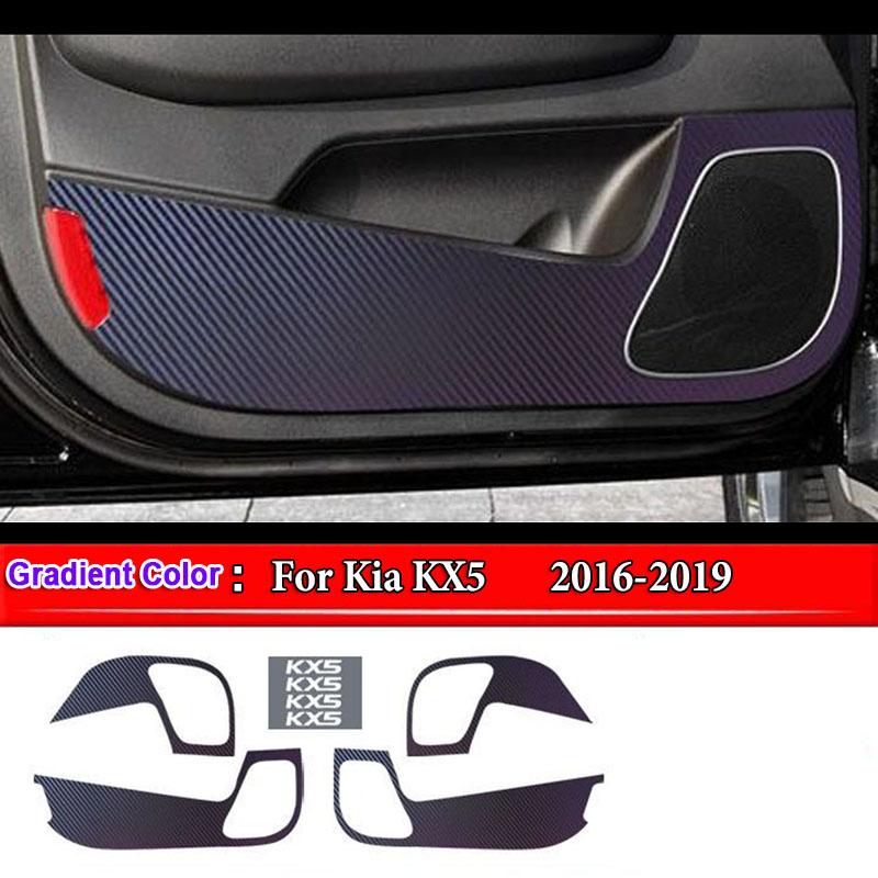 For Kia Sportage K2 K3 K4 KX3 K5 KX5 KX7 Car Inner Door Anti Kick Pad Carbon Fiber Patterned Pad Stickers Protective Accessories