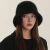 Furry Winter Fisherman Hat Knitted Anti-cold Bucket Hat Temperament Plush Bucket Cap  Outdoor