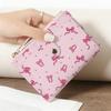 Pink Bow Wallet for Women Simple PU Card Bag Ultra-thin Zipper Coin Purse Small Credit Card Holder Travel Wallet