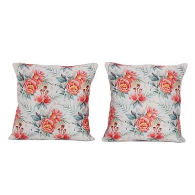 KOKO MAISON INC. Kissenbezug „Floral Bloom“ aus Polystain (2er-Pack) | Klappenverschluss | Digitaldruck