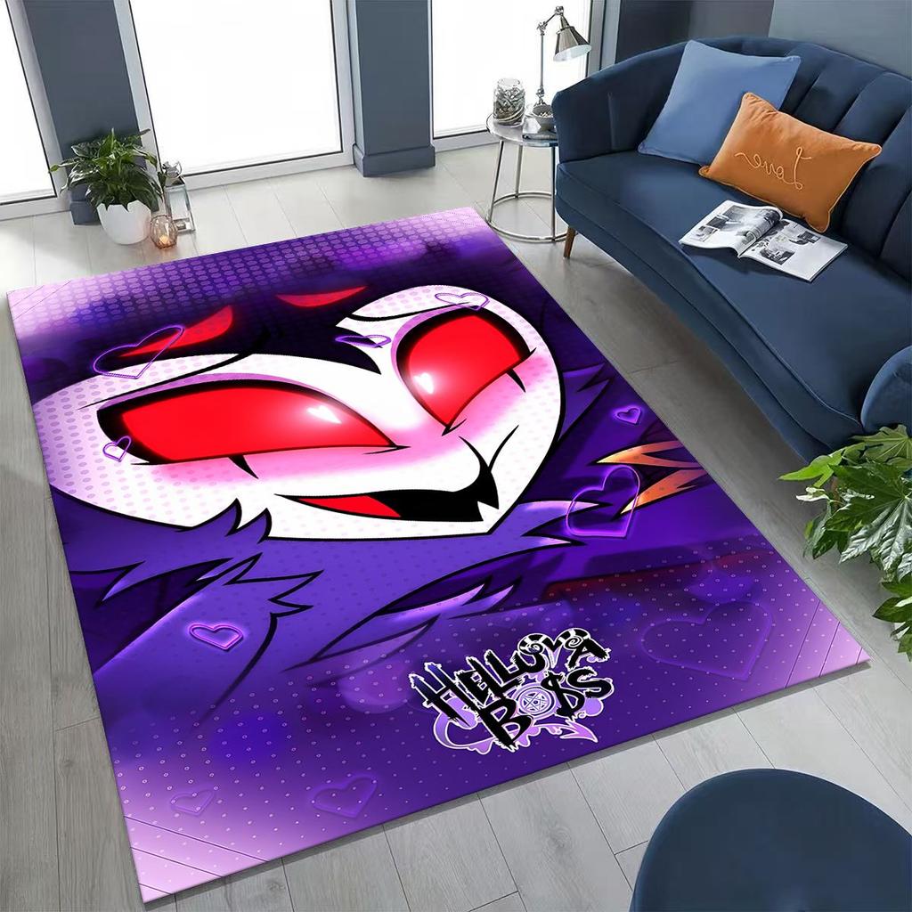 Alfombra de Dibujos Animados 3D H-Helluva Boss Blitzo H-Hazbin Hotel para Dormitorio Sala de Estar Sofá Decoración de Felpudo para el Hogar, Alfombra Antideslizante para el Suelo