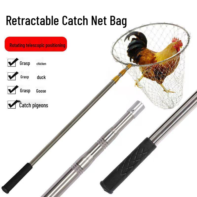 Telescopic Poultry Catching Net for Chickens, Ducks, Geese, and Pigeons
