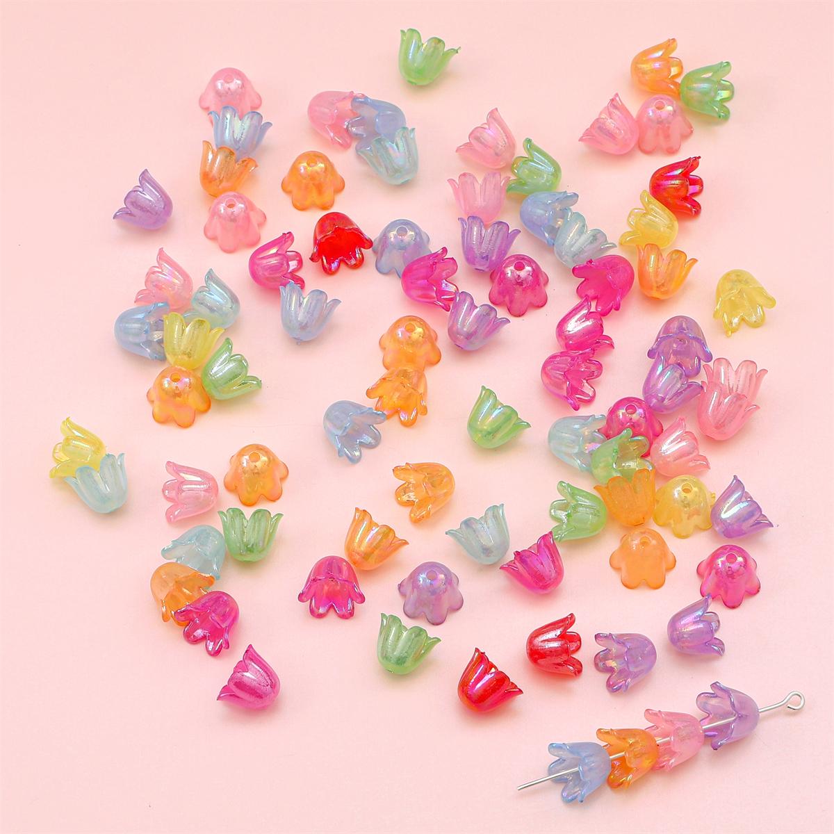 

90 шт. акриловые бусины в виде колокольчика и орхидеи, цветок, подвеска для DIY, ожерелье, браслет, серьги, изготовление ювелирных изделий, аксессуары для рукоделия