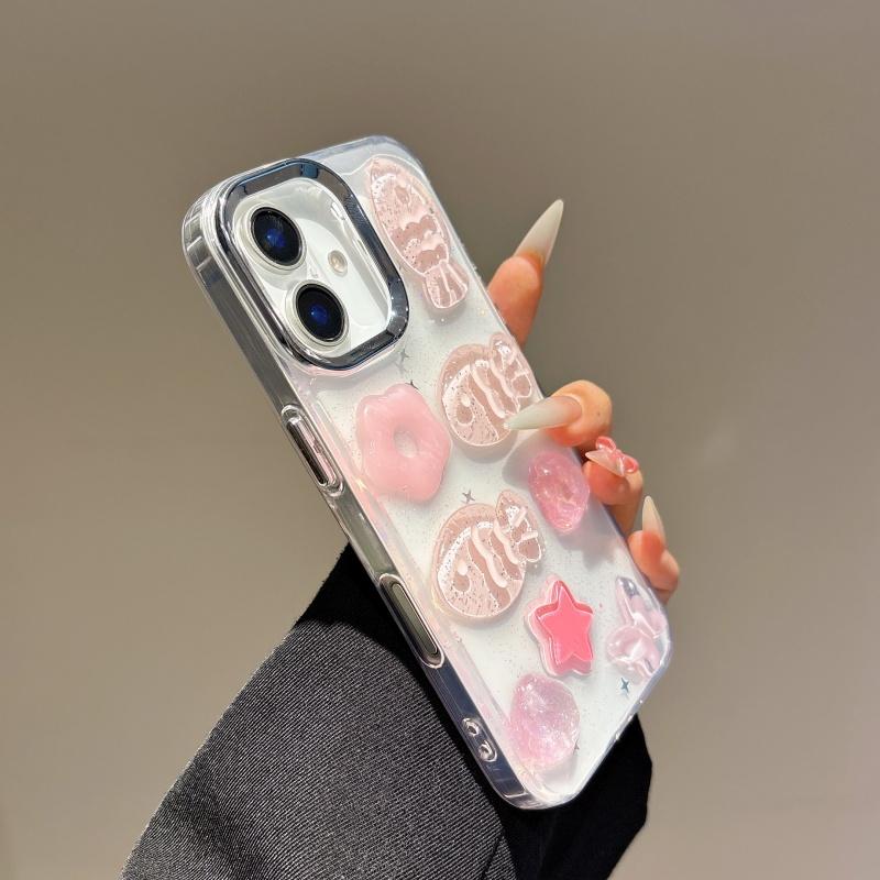 Luxurious high-end epoxy resin handcrafted 3D pink small fish phone Case, suitable for iPhone 16 Pro Max 15 14 Plus 13 12 Pro 11 shockproof Cover