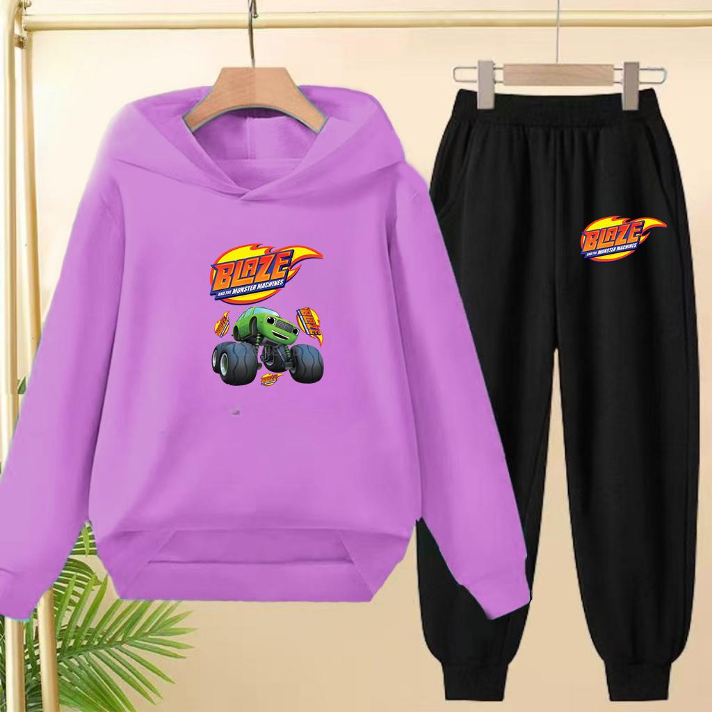 Student Uniform, Hooded Sweatshirt + Long Pants Set, Cartoon Car Pattern, 3 To 13-year-old Boys' and Girls' Sportswear,loose Set