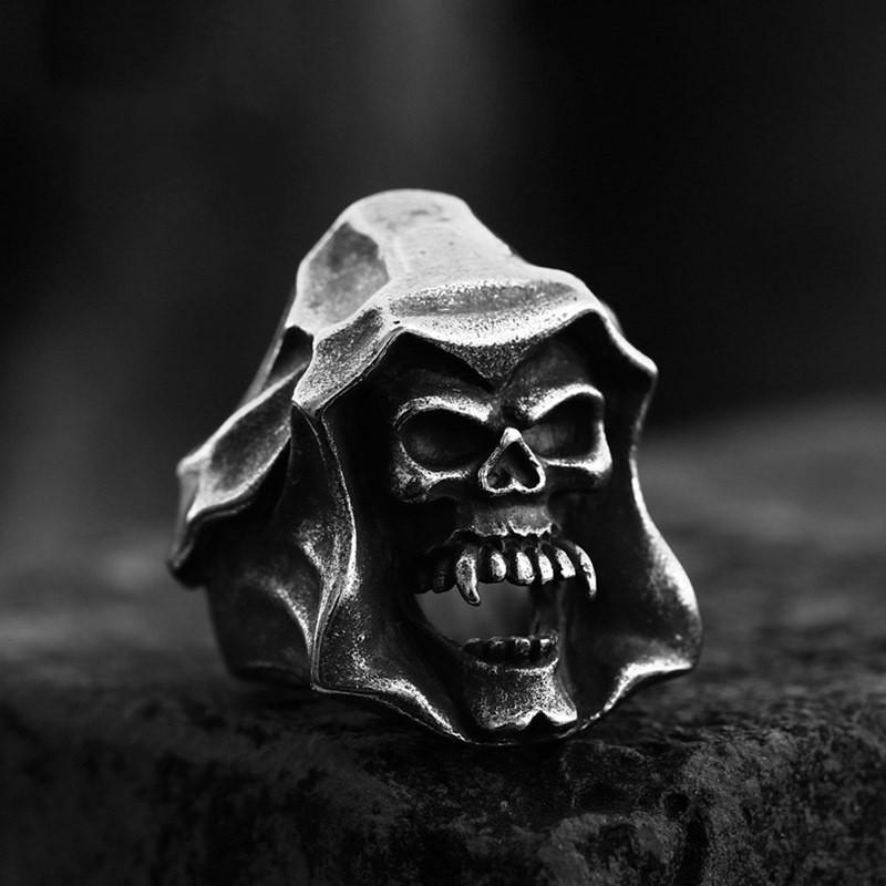 Gothic Skull Open Adjustable Ring Men Women Vintage Punk Statement Jewelry Plated