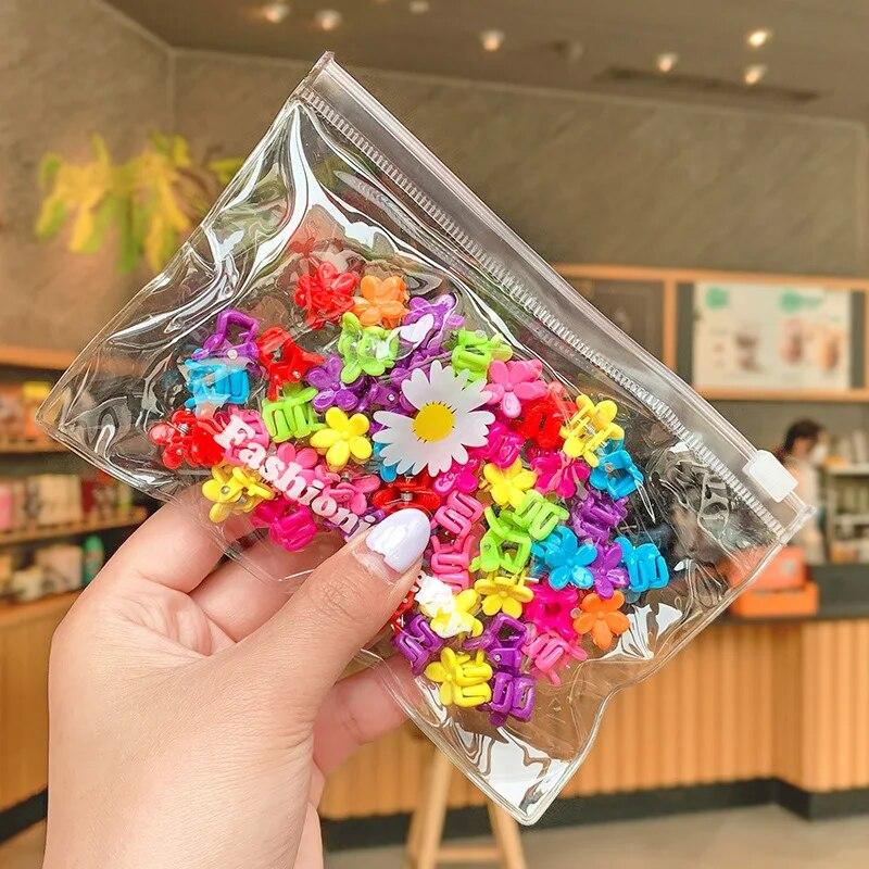 

50 шт. Милые разноцветные заколки-крабики для волос в виде цветка, звезды, короны, маленькие, красивые украшения для волос, заколки-крабики, шпильки, детские милые аксессуары для волос