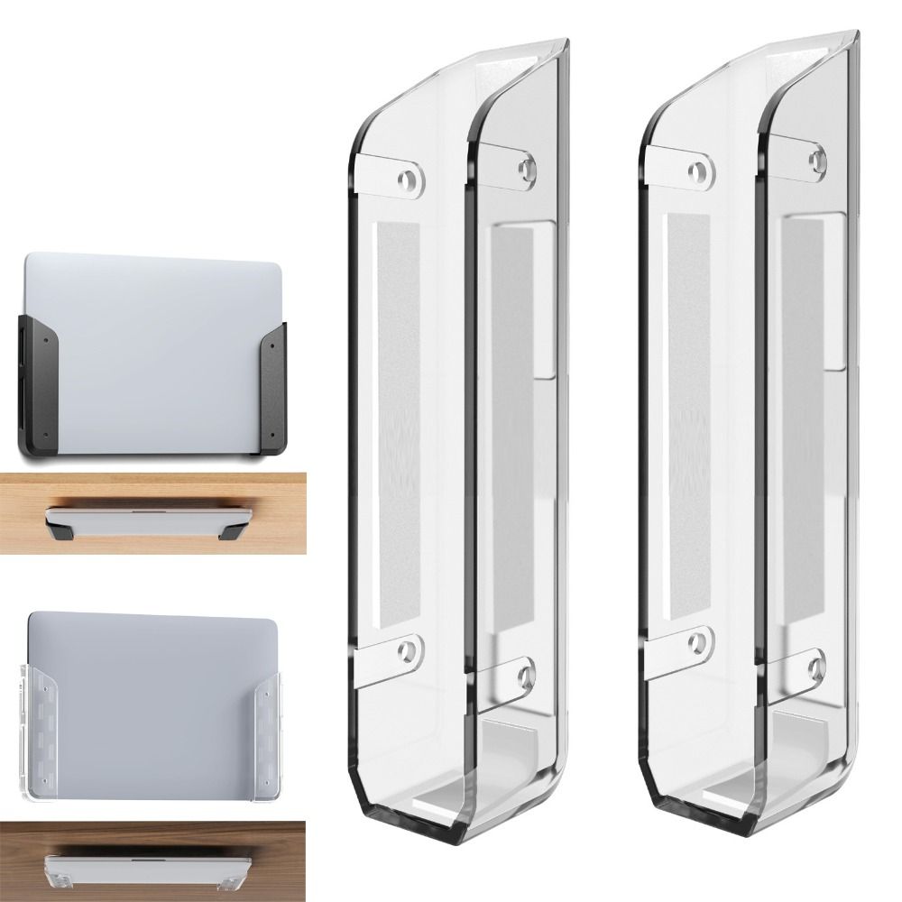 1 Pair Anti-Scratch Pads Wall Laptop Mount Universal Space Saving Notebook Computer Bracket Adhesive & Screw In Easy To Install