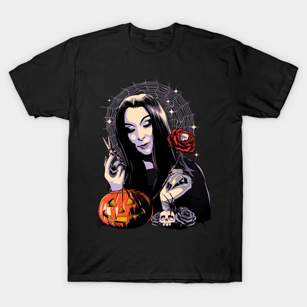 

Men Black Print T-shirt Sweet Morticia No-Cut Transfer Paper Print Cotton Tshirt S чёрный