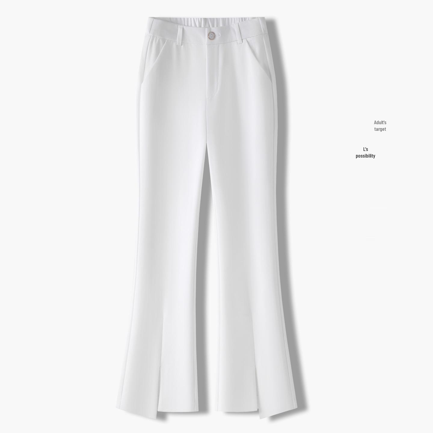 

Women s Petite Micro-Flare Casual Pants with Front Slit - Spring/Summer 2026 Collection 28 (L) грязно-белый