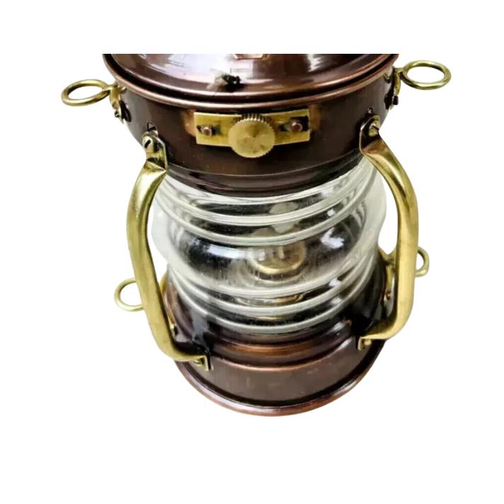 Antique Brass Minor Oil Lamp - Maritime Ship Lantern 6" Handmade Vintage