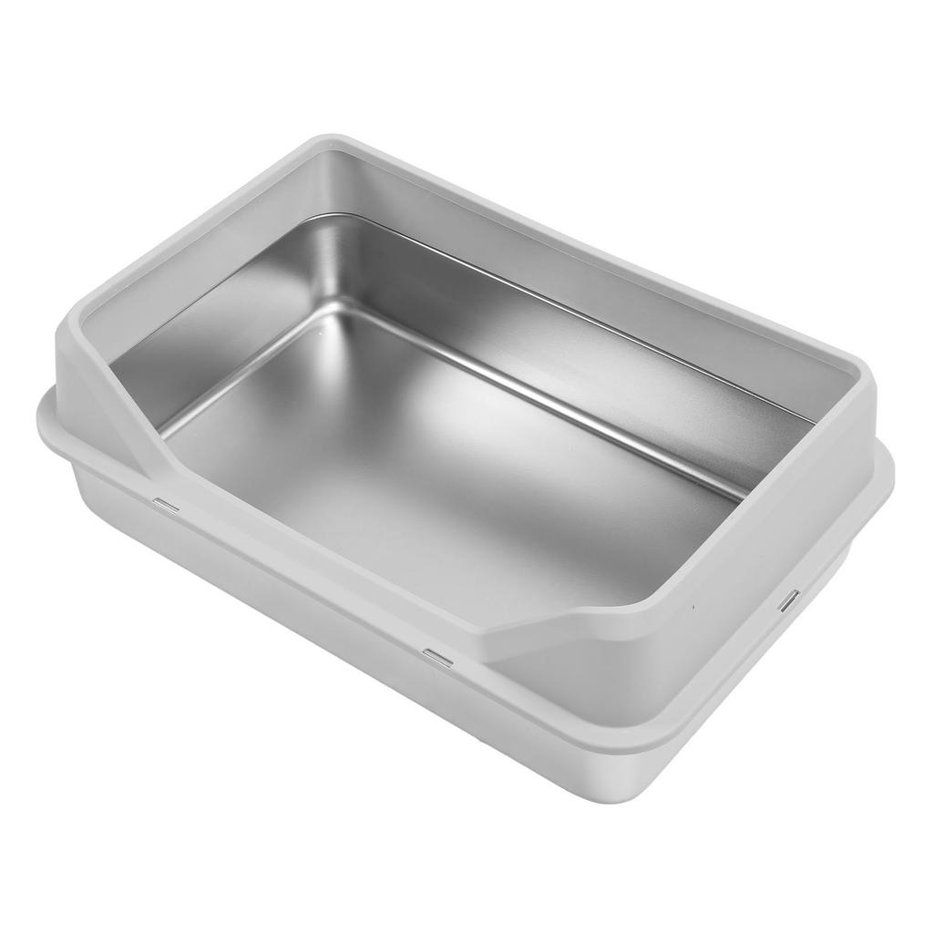 Stainless Steel Cat Litter Box with Lid High Sided Anti Splash Block Odors Easy to Clean Large Size