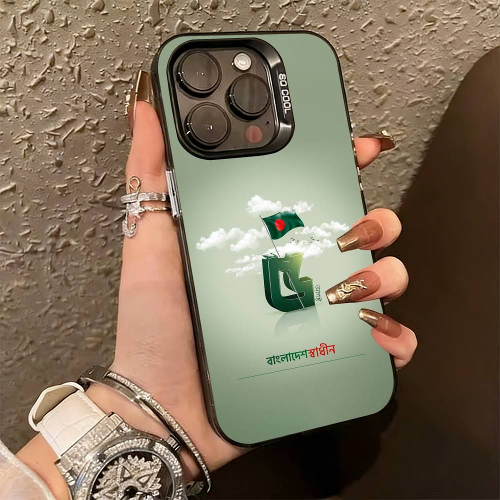 

B-Bangladesh F-Flag Phone Case For iPhone 17,16,15,14,13,12,11 Plus,Pro Max,XS,Colorful Silver Phone case Funda Cover iPhoneXSMAX