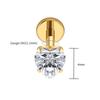 Titanio Genuino ASTM F136 Calibre 16G Corazón CZ Labret Roscado 3mm/4mm/5mm CZ Cartílago Tragus Hélice Stud para Nariz Joyería para Piercing