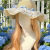 Pastel Pink Floral Straw Sun Hat For Children Sun Protection And Outdoor Play