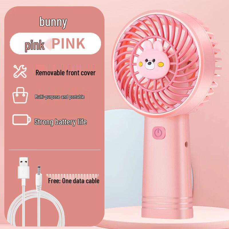 ZISIZ Handheld Rechargeable Pink Rabbit Mini Fan