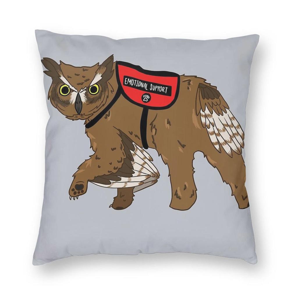 Emotional Support Owlbear Square Pillowcase Polyester Linen Velvet Printed Zip Decor Throw Pillow Case Sofa Seater Cushion Cover