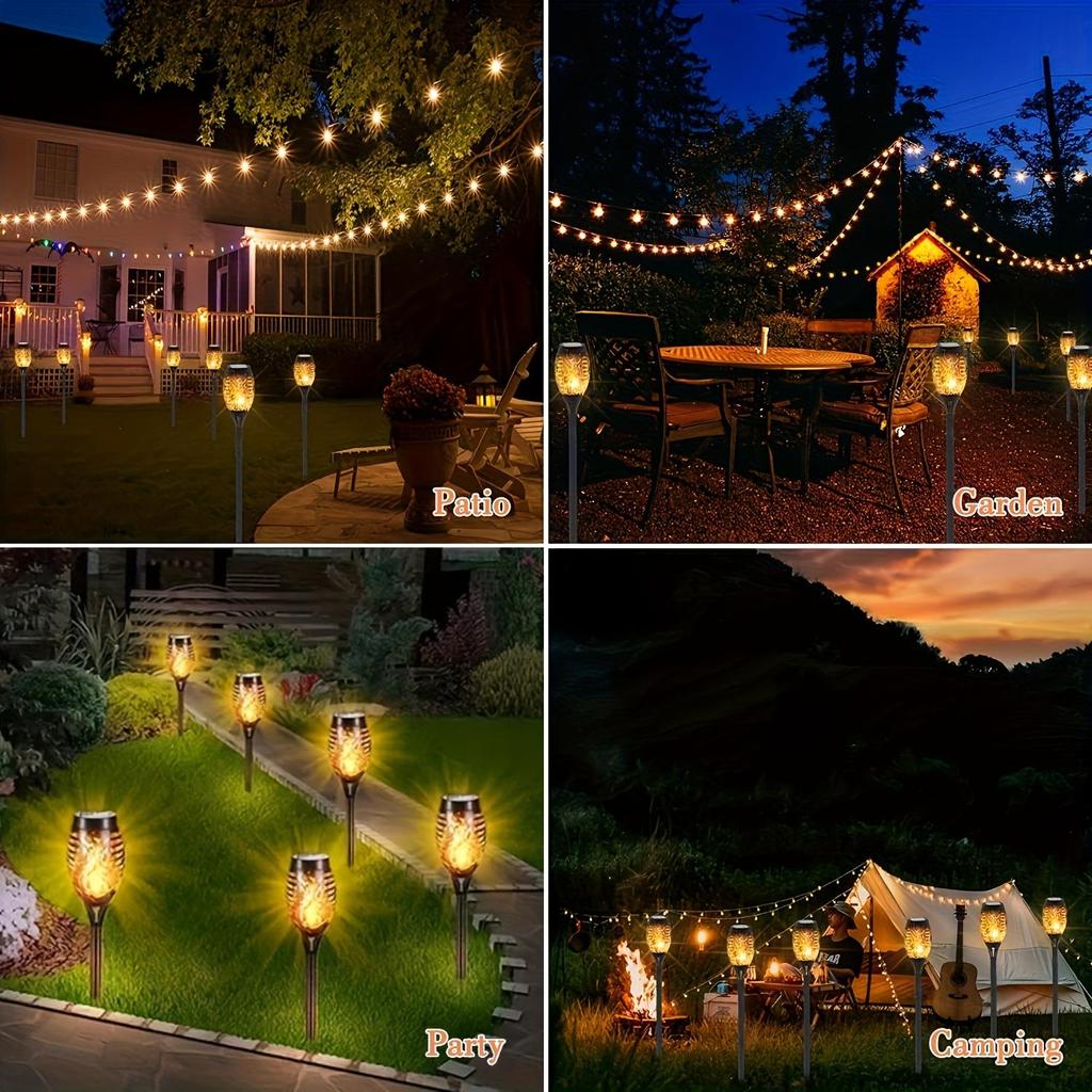 LED Solar Flame Light Outdoor,Waterproof 12LEDs Torches Landscape Lamp for Outdoor Courtyard Garden Yard,Halloween Decorations
