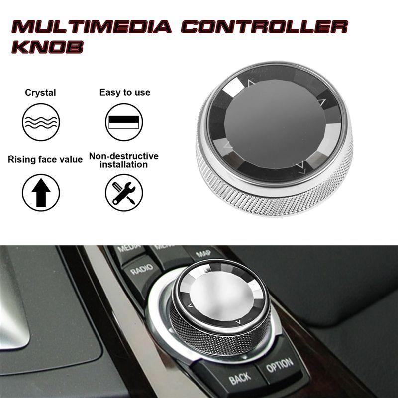 N61R-Console Multimedia Knob Switch Button Cover Trim For BMW 1 2 3 4 5 7 X1 X3 X4 X5 X6 7-Button Idrive (Crystal)