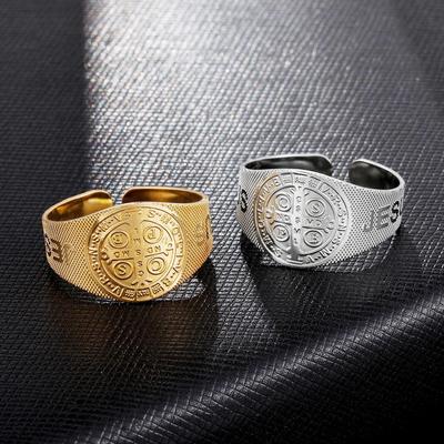 Open Design Hammered Exorcist Stainless Steel Retro Ring with Unique Personality