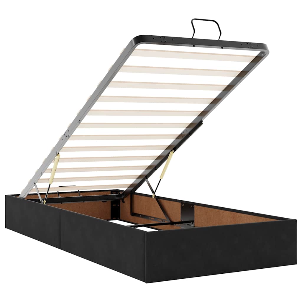 Ottoman Bed with Mattress Black 90 x 200 cm Velvet