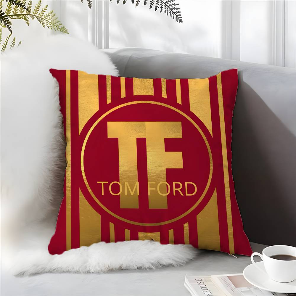 

Popular T-Tom F-Ford Luxury Goods Pillow Case Comfort Sofa Bed Silky Elegant Invisible Zipper Custom Decorative Cushion Cover 12x12Inch