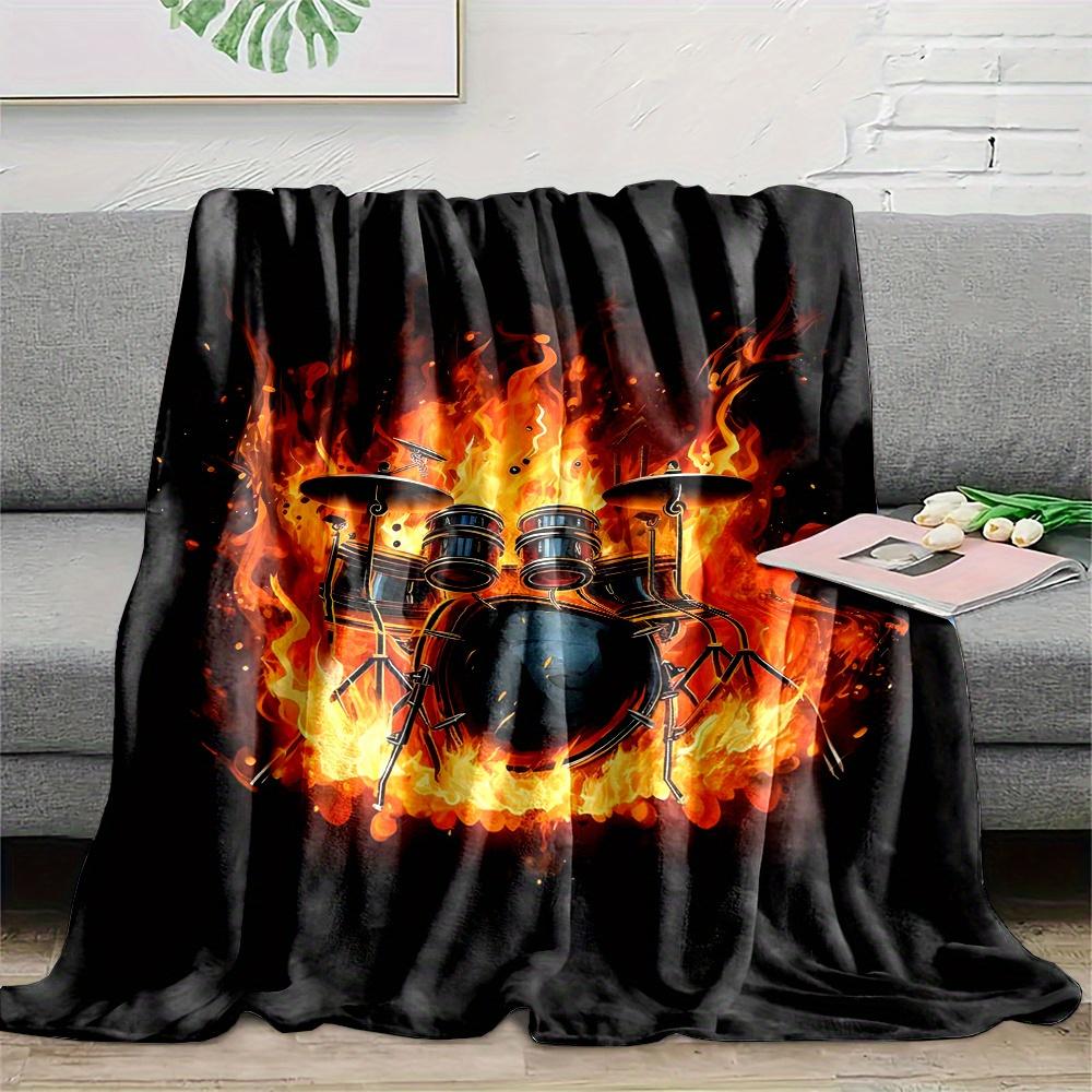 

Rock Drum Flannel Blanket – Soft Cozy Throw – Versatile for Bed Sofa Camping – Machine Washable Multipurpose Decor 75x90cm