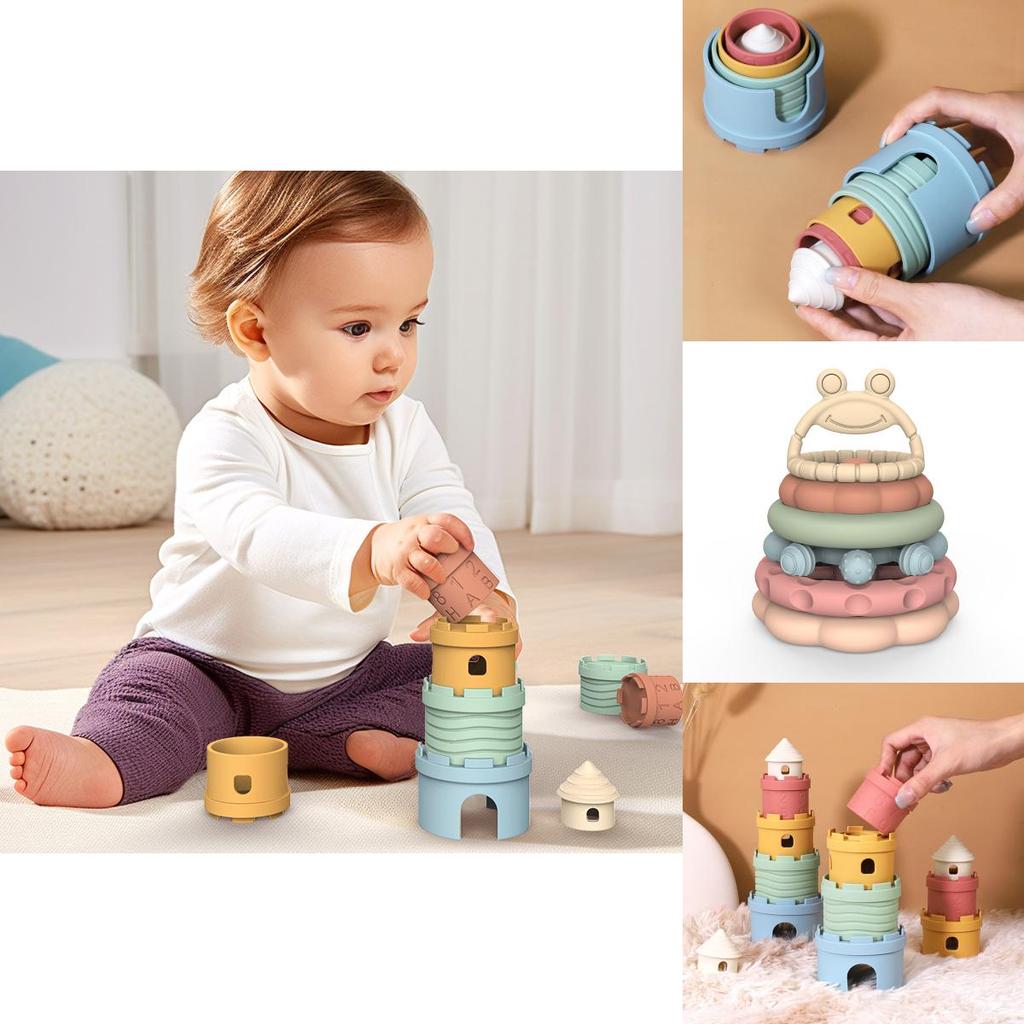 Montessori Stacking Toy For Children Silicone Sensory Development Educational Playset