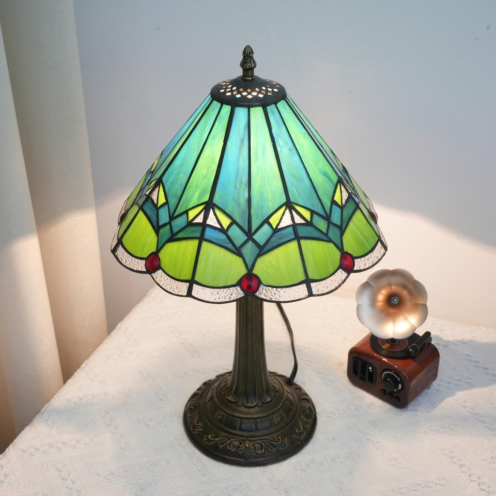 Modern Stained Glass lamp 12 Inches Bedside Table Lamp for Living Room Bedroom Dorm Kitchen Home Decor Festival Birthday Gift