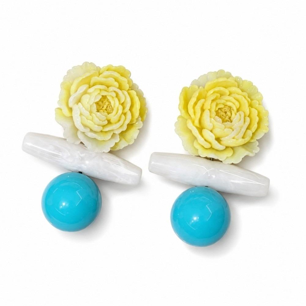 Geometric Peony Flower Earrings Flower Shape Statement Earrings New Dangle Earrings Gifts