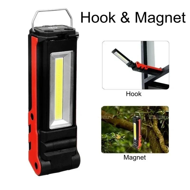 Dimmable COB LED Work Light USB Rechargeable Flashlight with Magnetic &Hook Power Bank Inspection Lamp for Car Repair Camping