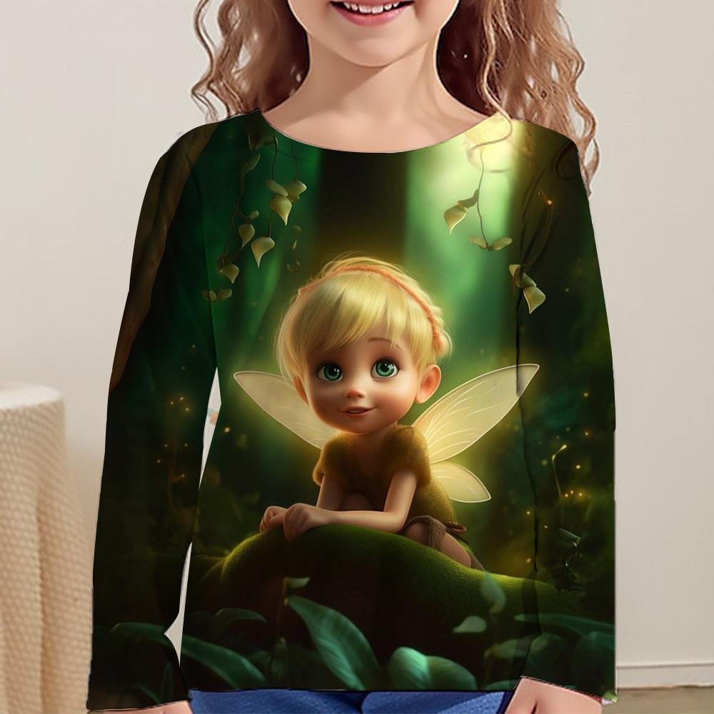 Children's Clothing From 6 To 14 Years Dream Elves 3d Pattern 2023 Autumn Kids Top Girls Tee Shirt Fashion Castle T-Shirts