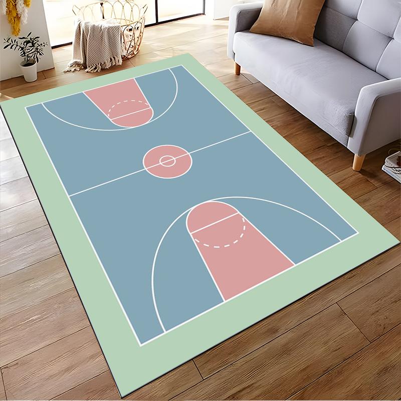 Basketball Court Pattern Area Rug for Home Decor, Sports Style Carpet Suitable for use as an anti-slip for living room bedroom sofas