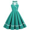 GMXIA Vintage patchworkové šaty bez rukávů s holínkami v pase a sukní Pompadour