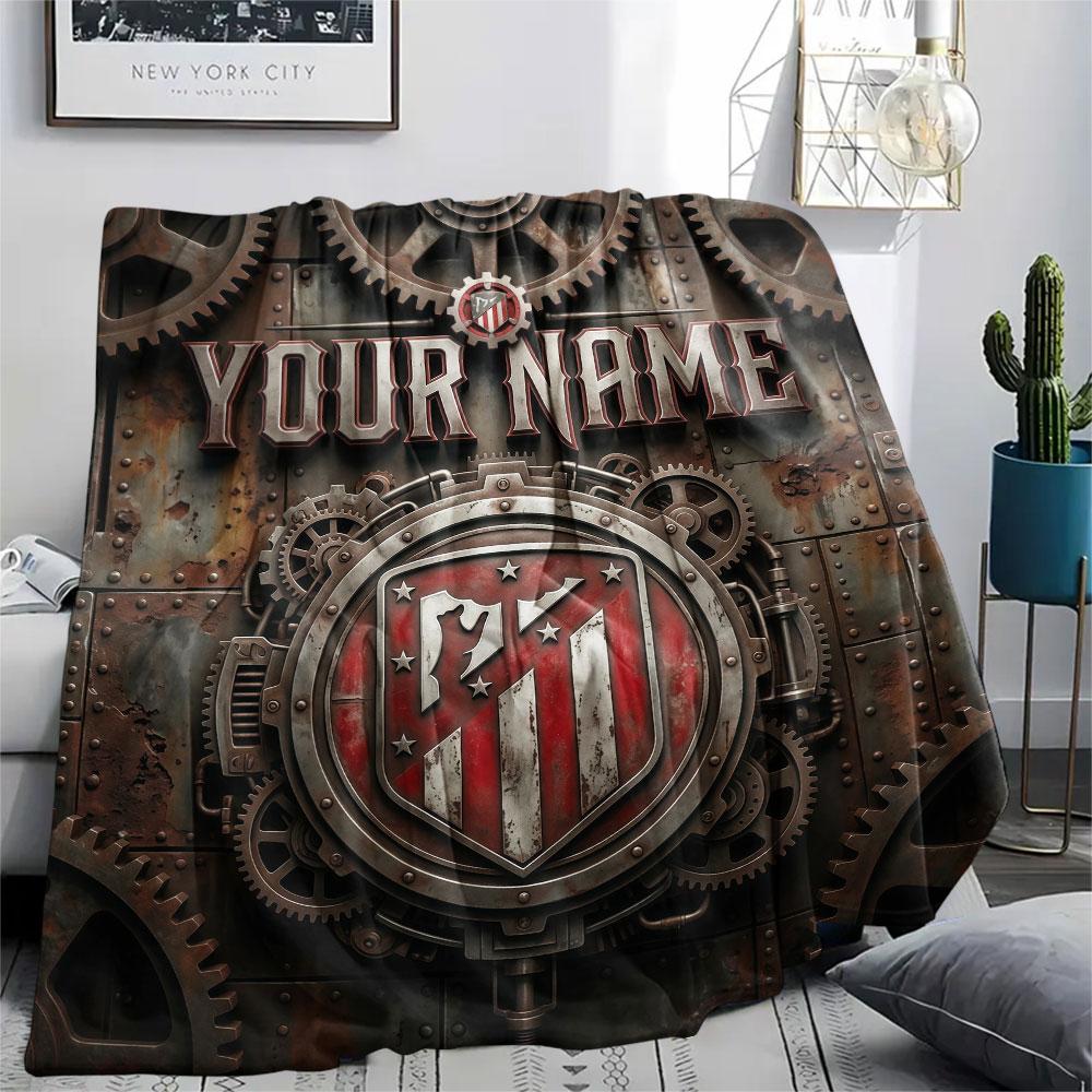 Custom Name,Atlético Madrid Printed Flannel Blanket, soft throw for bedroom sofa, washable, Christmas present, great gift.