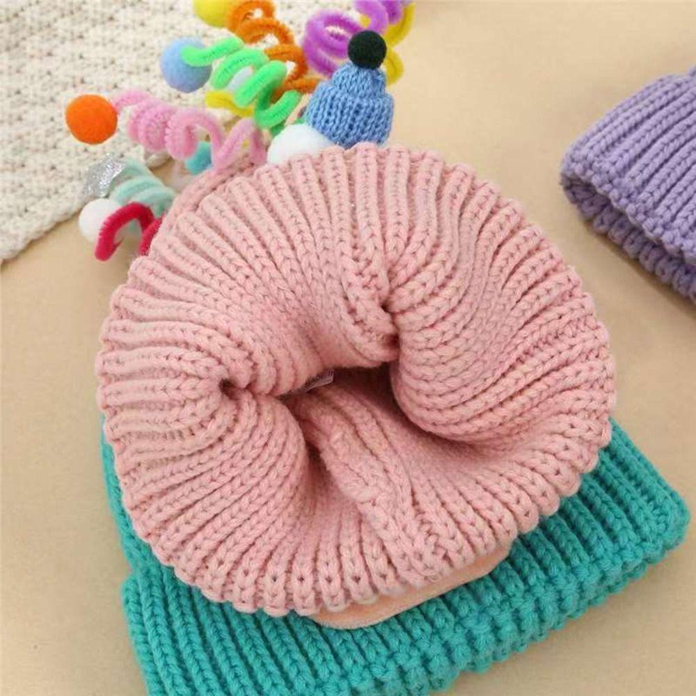 Korean Style Sausage Mouth Beanie Soft Winter Warm Cap Fashion Plush Pullover Hats  Cycling Riding