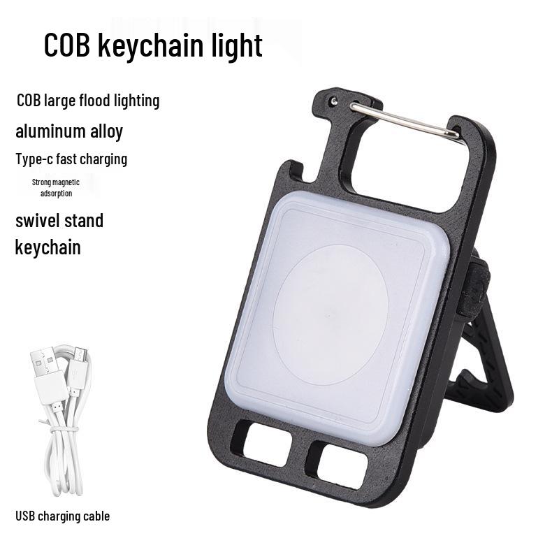 Portable Outdoor Keychain Flashlight - USB Rechargeable Mini COB Light for Camping & Emergencies