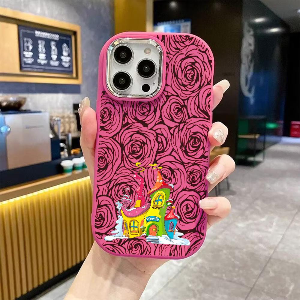 Phone Case: 2D flat design suitable for iPhone 18 17 16 15 14 13 Pro protective case, couple style, fantasy cottage, Christmas and Halloween gift