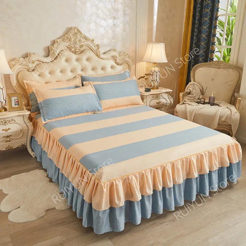 Dekorativer Bettrock für Prinzessinnen-Schlafzimmer, zweilagig, Bettüberwurf, rutschfester Matratzenbezug, Tagesdecke, Bettlaken, Matratzenschoner