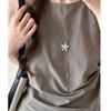 Korean Silver Flower Tassel Necklace for Women - Elegant, Niche Design, Perfect for Layering with Sweaters.