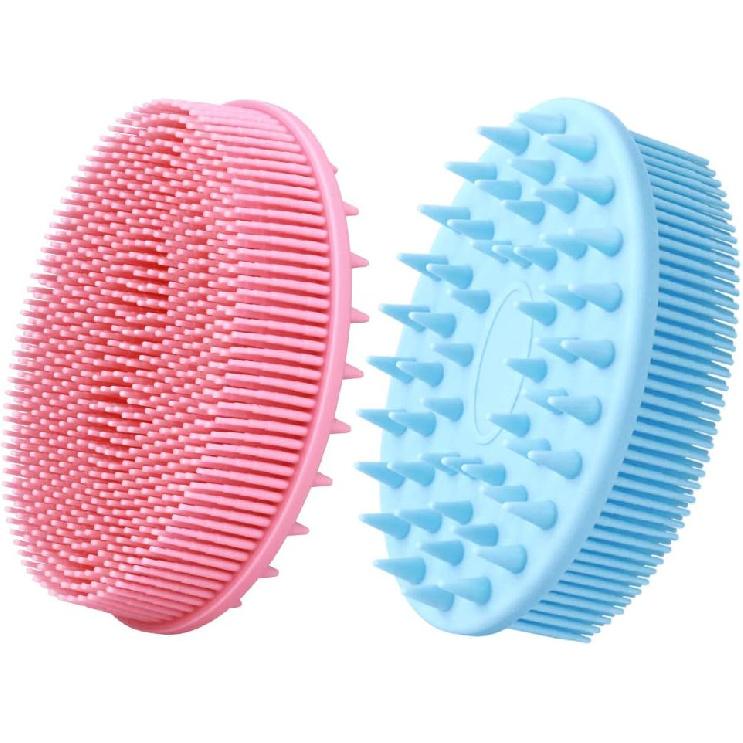 Exfoliating Silicone Body Scrubber for Shower, 2 In 1 Silicone Bath and Shampoo Brush for Gentle Scrub Skin Exfoliation