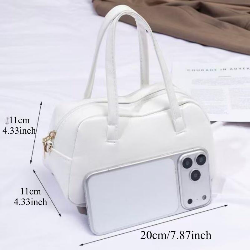 Minimalist Boston-style handbag, a simple solid-color crossbody/shoulder bag perfect for women's everyday casual wear.