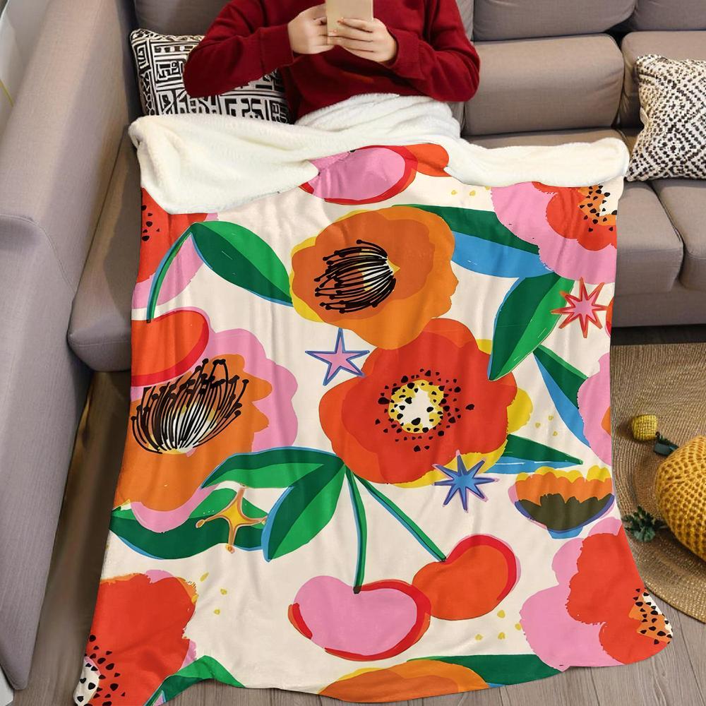 Vivid Bloom Fiesta Flannel Blanket Warm Soft Halloween Christmas Couch Warm Cozy Decorative Decor Gift for All Season