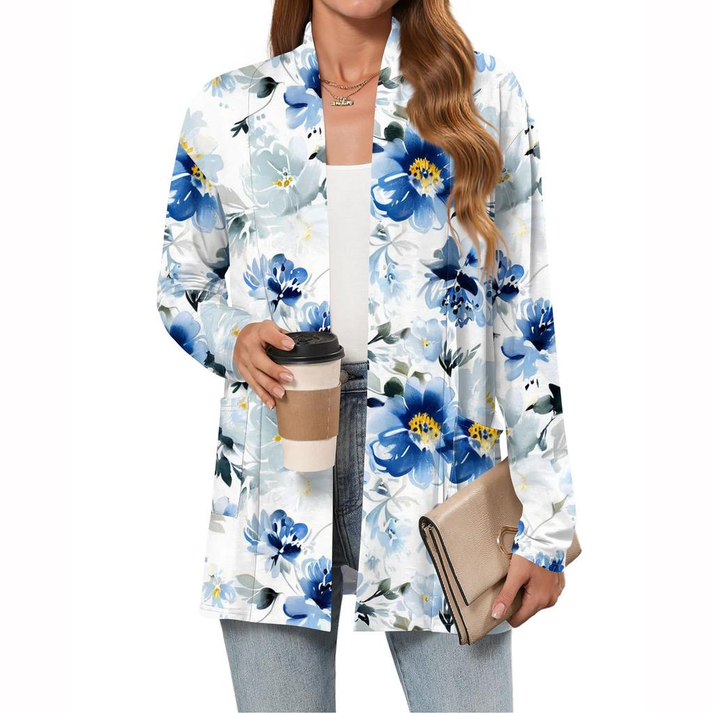 Women's Fashion Casual Long Sleeve Cardigan Thin Loose Cardigan Jacket With Pockets