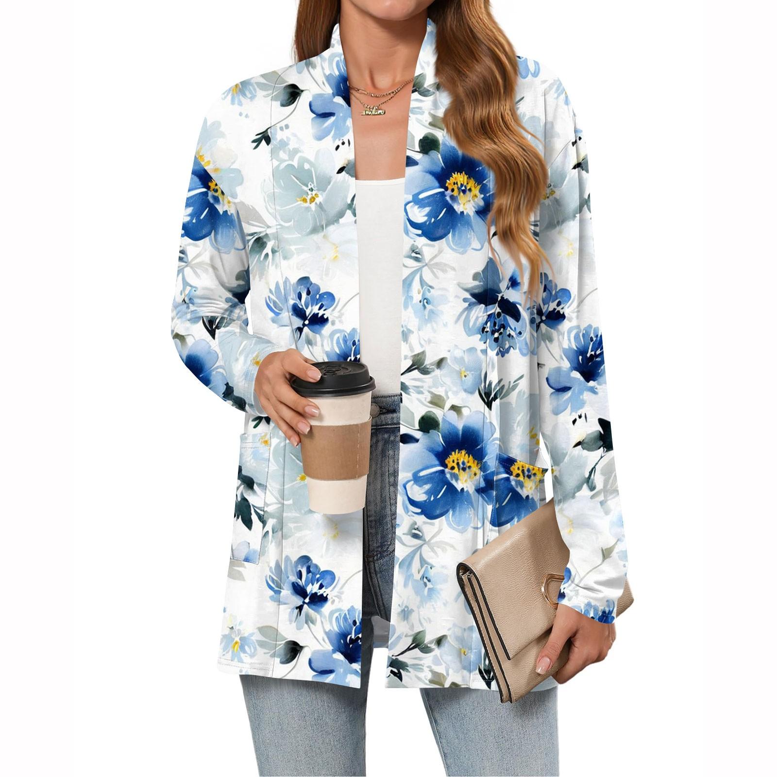 

Женский модный повседневный кардиган с длинным рукавом, тонкий свободный кардиган-жакет с карманами XL